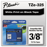 Brother P-Touch® TZe Standard Adhesive Laminated Labeling Tape, 0.35" x 26.2 ft, White on Black (BRTTZE325) Each