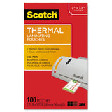 Scotch™ Laminating Pouches, 5 mil, 3.75" x 2.38", Gloss Clear, 100/Pack (MMMTP5851100) Pack of 100