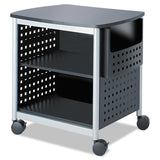 Safco® Scoot Deskside Printer Stand, File Pocket, Metal, 3 Shelves, 1 Bin, 200 lb Capacity, 26.5 x 20.5 x 26.5, Black/Silver (SAF1856BL) Each