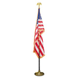 Advantus Deluxe U.S. Flag and Staff Set, 60" x 36" Flag, 8 ft Oak Staff, 2" Gold Fringe, 7" Goldtone Eagle, Heavyweight Nylon (AVTMBE031400) Each
