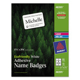 Avery® EcoFriendly Adhesive Name Badge Labels, 3.38 x 2.33, White, 80/Pack (AVE48395) Pack of 80