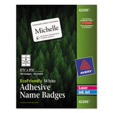 Avery® EcoFriendly Adhesive Name Badge Labels, 3.38 x 2.33, White, 160/Box (AVE42395) Pack of 160