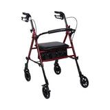 McKesson 4 Wheel Rollator Red Adjustable Height / Folding Aluminum Frame (1095248_EA) 1/EA