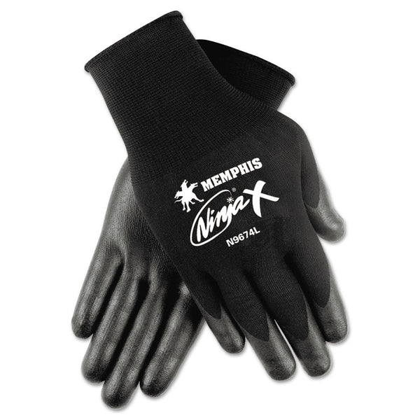 MCR™ Safety Ninja x Bi-Polymer Coated Gloves, Small, Black, Pair (CRWN9674S)