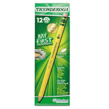 Ticonderoga® My First Woodcase Pencil with Eraser, HB (#2), Black Lead, Yellow Barrel, Dozen (DIX33312) 1 Dozen