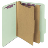 Smead™ Pressboard Classification Folders, Six SafeSHIELD Fasteners, 2/5-Cut Tabs, 2 Dividers, Letter Size, Gray-Green, 10/Box (SMD14076) Each