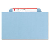 Smead™ 6-Section Pressboard Top Tab Pocket Classification Folders, 6 SafeSHIELD Fasteners, 2 Dividers, Letter Size, Blue, 10/Box (SMD14081) Each