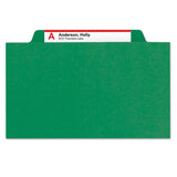Smead™ Eight-Section Pressboard Top Tab Classification Folders, Eight SafeSHIELD Fasteners, 3 Dividers, Letter Size, Green, 10/Box (SMD14097) Each