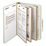 Smead™ Pressboard Classification Folders, Eight SafeSHIELD Fasteners, 2/5-Cut Tabs, 3 Dividers, Letter Size, Gray-Green, 10/Box (SMD14091) Each