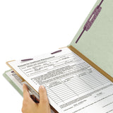 Smead™ Pressboard Classification Folders, Four SafeSHIELD Fasteners, 2/5-Cut Tabs, 1 Divider, Legal Size, Gray-Green, 10/Box (SMD18776) Each