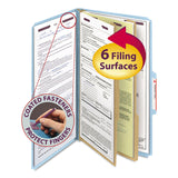 Smead™ Six-Section Pressboard Top Tab Classification Folders, Six SafeSHIELD Fasteners, 2 Dividers, Legal Size, Blue, 10/Box (SMD19030) Each