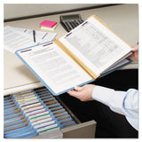 Smead™ Pressboard Top Tab Classification Folders, Eight SafeSHIELD Fasteners, 3" Expansion, 3 Dividers, Letter Size, Blue, 10/Box (SMD14094) Each