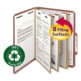 Smead™ Recycled Pressboard Classification Folders, 3" Expansion, 3 Dividers, 8 Fasteners, Letter Size, Red Exterior, 10/Box (SMD14099) Box of 10