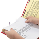 Smead™ Six-Section Pressboard Top Tab Classification Folders, Six SafeSHIELD Fasteners, 2 Dividers, Letter Size, Bright Red, 10/Box (SMD14031) Each