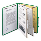 Smead™ Six-Section Pressboard Top Tab Classification Folders, Six SafeSHIELD Fasteners, 2 Dividers, Letter Size, Green, 10/Box (SMD14033) Each