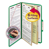 Smead™ Six-Section Pressboard Top Tab Classification Folders, Six SafeSHIELD Fasteners, 2 Dividers, Legal Size, Green, 10/Box (SMD19033) Each