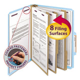 Smead™ Pressboard Top Tab Classification Folders, Eight SafeSHIELD Fasteners, 3" Expansion, 3 Dividers, Letter Size, Blue, 10/Box (SMD14094) Each