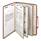 Smead™ Pressboard Classification Folders, Eight SafeSHIELD Fasteners, 2/5-Cut Tabs, 3 Dividers, Letter Size, Red, 10/Box (SMD14092) Each