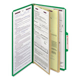 Smead™ Six-Section Pressboard Top Tab Classification Folders, Six SafeSHIELD Fasteners, 2 Dividers, Legal Size, Green, 10/Box (SMD19033) Each