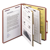 Smead™ Pressboard Classification Folders, Six SafeSHIELD Fasteners, 2/5-Cut Tabs, 2 Dividers, Letter Size, Red, 10/Box (SMD14075) Each