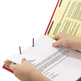 Smead™ 6-Section Pressboard Top Tab Pocket Classification Folders, 6 SafeSHIELD Fasteners, 2 Dividers, Letter Size, Bright Red,10/BX (SMD14082) Each
