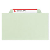 Smead™ Pressboard Classification Folders, Four SafeSHIELD Fasteners, 2/5-Cut Tabs, 1 Divider, Legal Size, Gray-Green, 10/Box (SMD18776) Each