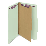 Smead™ Pressboard Classification Folders, Four SafeSHIELD Fasteners, 2/5-Cut Tabs, 1 Divider, Legal Size, Gray-Green, 10/Box (SMD18776) Each