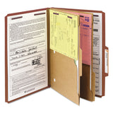 Smead™ 6-Section Pressboard Top Tab Pocket Classification Folders, 6 SafeSHIELD Fasteners, 2 Dividers, Legal Size, Red, 10/Box (SMD19079) Each