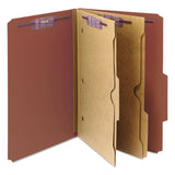 Smead™ 6-Section Pressboard Top Tab Pocket Classification Folders, 6 SafeSHIELD Fasteners, 2 Dividers, Legal Size, Red, 10/Box (SMD19079) Each