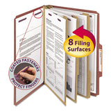 Smead™ Pressboard Classification Folders, Eight SafeSHIELD Fasteners, 2/5-Cut Tabs, 3 Dividers, Legal Size, Red, 10/Box (SMD19092) Each