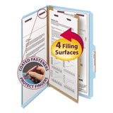 Smead™ Four-Section Pressboard Top Tab Classification Folders, Four SafeSHIELD Fasteners, 1 Divider, Legal Size, Blue, 10/Box (SMD18730) Each
