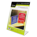 NuDell™ Clear Plastic Sign Holder, Stand-Up, Slanted, 8.5 x 11 (NUD35485Z) Each