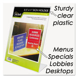 NuDell™ Clear Plastic Sign Holder, Stand-Up, Slanted, 8.5 x 11 (NUD35485Z) Each