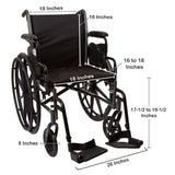McKesson Lightweight Wheelchair Dual Axle Desk Length Arm Swing-Away Footrest Black Upholstery 18 Inch Seat Width Adult 300 lbs. Weight Capacity (1065284_EA) 1/EA
