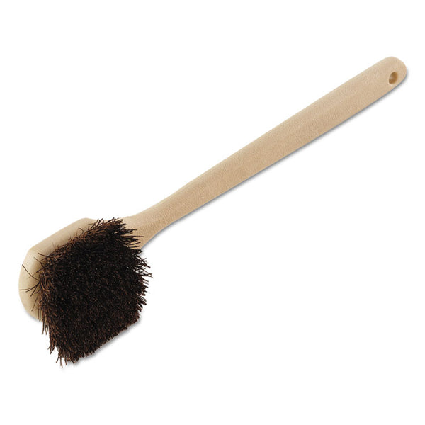 Boardwalk® Utility Brush, Brown Palmyra Fiber Bristles, 5.5" Brush, 14.5" Tan Plastic Handle (BWK4120)