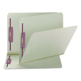 Smead™ Recycled Pressboard Fastener Folders, Straight Tabs, Two SafeSHIELD Fasteners, 2" Expansion, Letter Size, Gray-Green, 25/Box (SMD14910) Each