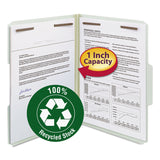 Smead™ Recycled Pressboard Fastener Folders, 1" Expansion, 2 Fasteners, Letter Size, Gray-Green Exterior, 25/Box (SMD15003) Box of 25