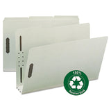 Smead™ Recycled Pressboard Fastener Folders, 3" Expansion, 2 Fasteners, Legal Size, Gray-Green Exterior, 25/Box (SMD20005) Box of 25
