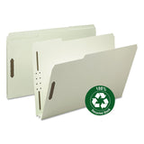 Smead™ Recycled Pressboard Fastener Folders, 2" Expansion, 2 Fasteners, Legal Size, Gray-Green Exterior, 25/Box (SMD20004) Box of 25