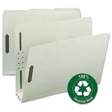 Smead™ Recycled Pressboard Fastener Folders, 3" Expansion, 2 Fasteners, Letter Size, Gray-Green Exterior, 25/Box (SMD15005) Box of 25