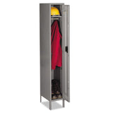Tennsco Single-Tier Locker with Legs, One Locker with Hat Shelf and Coat Rod, 12w x 18d x 78h, Medium Gray (TNNSTS1218721MG) Each