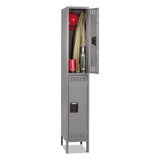 Tennsco Double Tier Locker with Legs, Single Stack, 12w x 18d x 78h, Medium Gray (TNNDTS1218361MG) Each