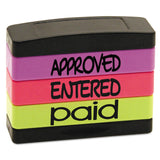 Trodat® Interlocking Stack Stamp, APPROVED, ENTERED, PAID, 1.81" x 0.63", Assorted Fluorescent Ink (USS8802) Each