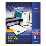 Avery® Customizable Print-On Dividers, Unpunched, 8-Tab, 11 x 8.5, White, 5 Sets (AVE11553) Pack of 5