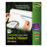 Avery® Index Maker EcoFriendly Print and Apply Clear Label Dividers with White Tabs, 12-Tab, 11 x 8.5, White, 5 Sets (AVE11582) Pack of 5