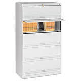 Tennsco Fixed Shelf Enclosed-Format Lateral File for End-Tab Folders, 5 Legal/Letter File Shelves, Light Gray, 36" x 16.5" x 63.5" (TNNFS351LLGY)