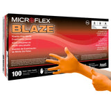 MICROFLEX® Blaze® Exam Glove Medium NonSterile Nitrile Standard Cuff Length Textured Fingertips Orange Not Rated (1083383_BX) 100/BX