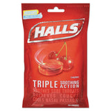 HALLS Triple Action Cough Drops, Cherry, 30/Bag, 12 Bags/Box (CDB27499) Box of 12 Bags