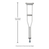 McKesson Underarm Crutches Youth 4 Foot 6 Inch to 5 Foot 2 Inch User Height Aluminum Frame 350 lbs. Weight Capacity (1065233_PR) 1/PR