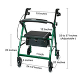 McKesson 4 Wheel Rollator Green Adjustable Height / Folding Aluminum Frame (1065265_EA) 1/EA